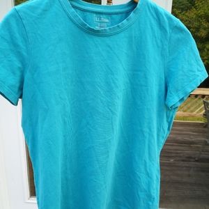 L.L. Bean Ocean Blue Cotton Tee Size Small